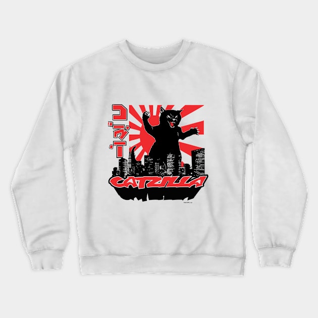 Catzilla Crewneck Sweatshirt by BadGuyPopArt